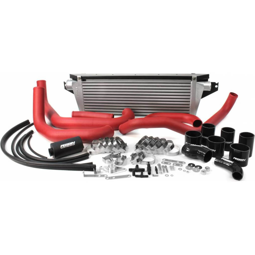 Perrin Front Mount Intercooler Red Tubes/Red Couplers (NO IC CORE), 2002-2007 WRX & STi