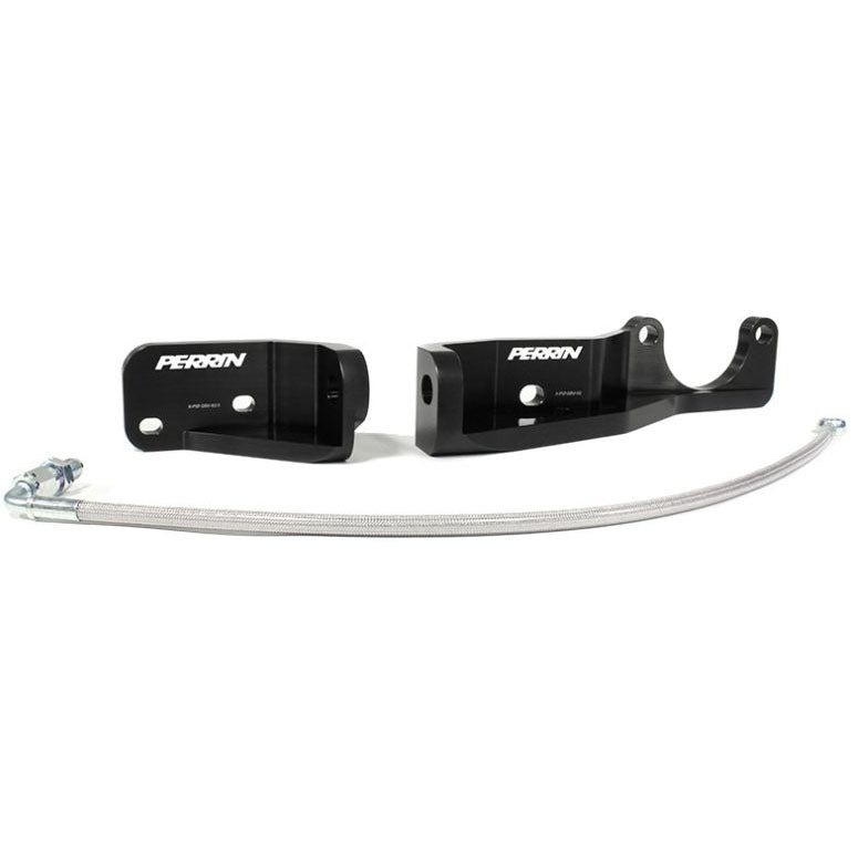Perrin Pitch Stop Mount Kit w/ SS Clutch Line (Black), 2015-2021 WRX & STi