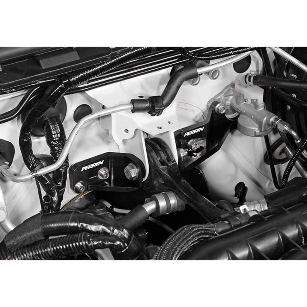 Perrin Pitch Stop Mount Kit w/ SS Clutch Line (Black), 2015-2021 WRX & STi - Angle 2