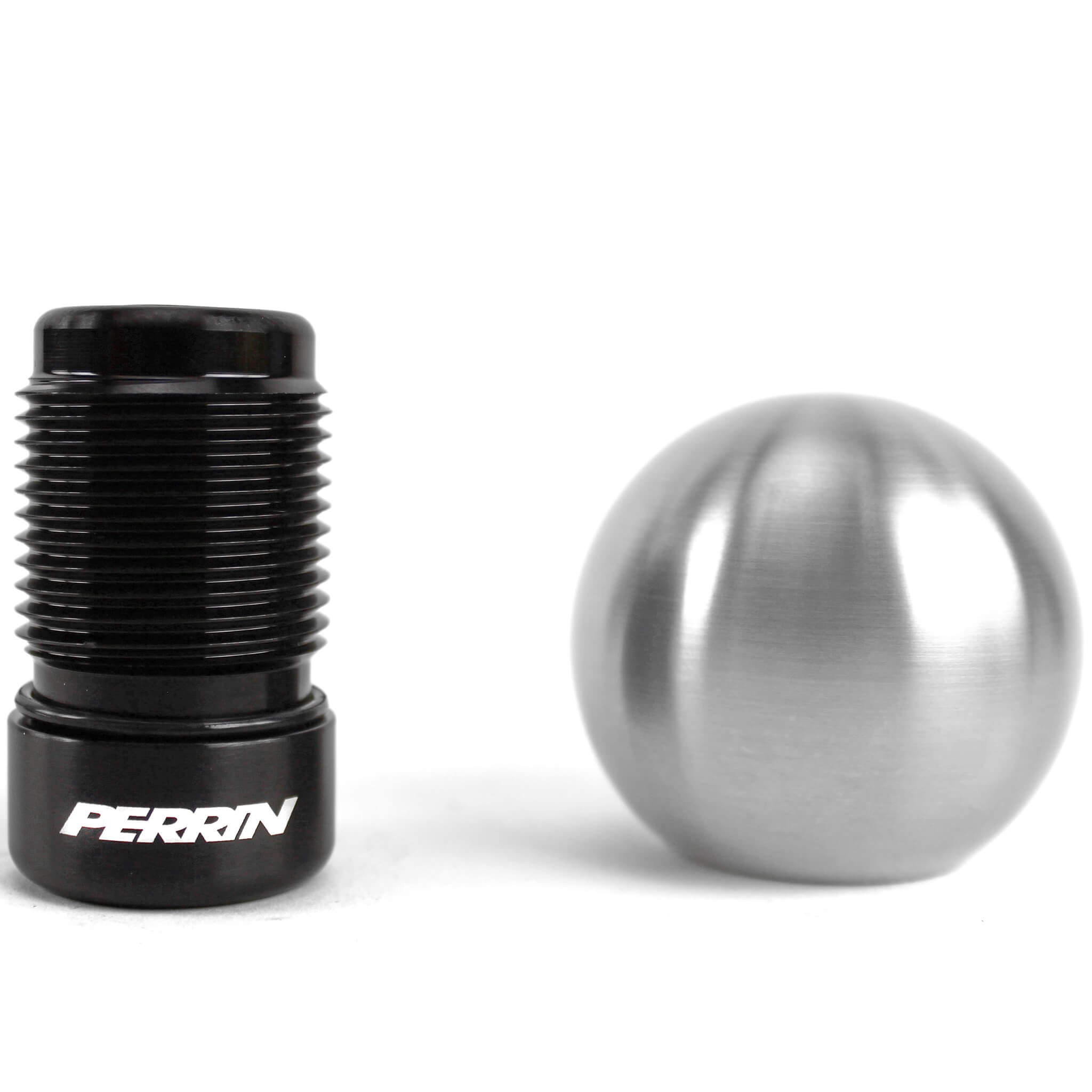 Perrin Shift Knob w/ Rattle Fix (Brushed Stainless Steel, 2.0in Ball), 2015-2026 WRX - Angle 3