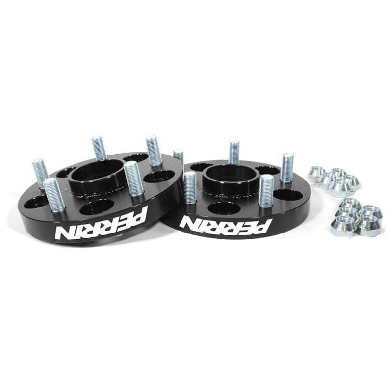 Perrin Wheel Spacers (20mm, 5x114.3, Pair/2, Black), 2005-2021 STi & 2015-2025 WRX