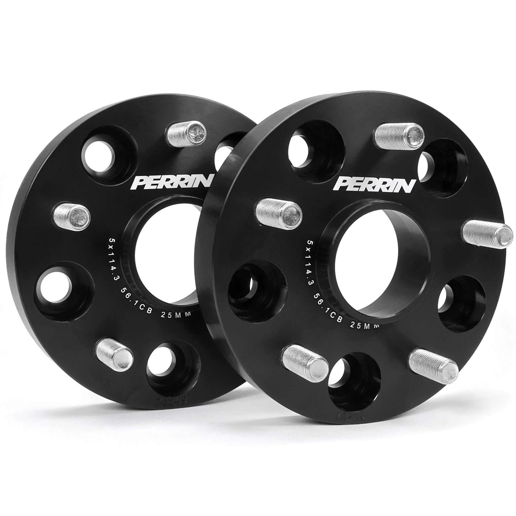 Perrin Wheel Spacers (25mm, 5x114.3, 56.1mm Hub, Pair/2, Black), 2005-2021 STi & 2015-2025 WRX