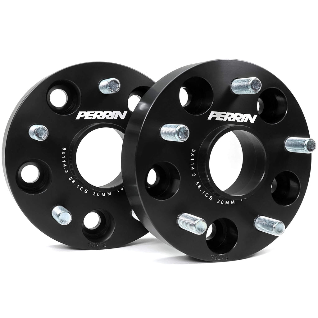 Perrin Wheel Spacers (30mm, 5x114.3, 56.1mm Hub, Pair/2, Black), 2005-2021 STi & 2015-2025 WRX