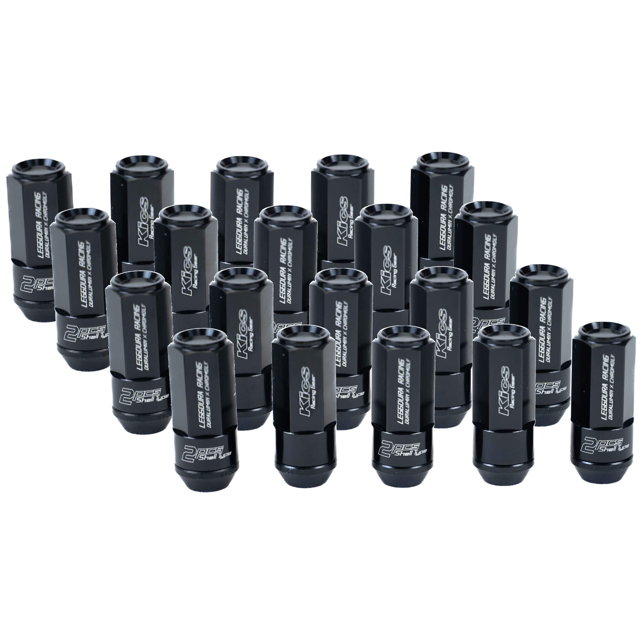 Project Kics Leggdura Racing Shell Type Lug Nuts (53mm, Closed End, 16+4 Locks, 12x1.25)