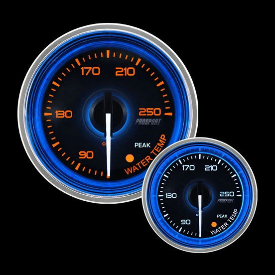 Prosport Crystal Blue Series Water Temperature Gauge (52mm, Peak/Warn)