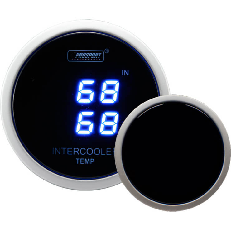Prosport Digital Series Dual Intercooler Temp Gauge (52mm, Blue LCD)