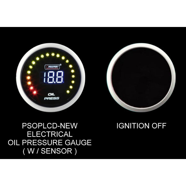 Prosport Digital Series Oil Pressure Gauge (52mm, Blue LCD)