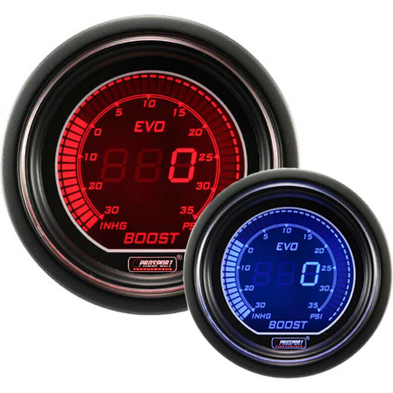 Prosport EVO Series Boost Gauge (52mm, Blue & Red)