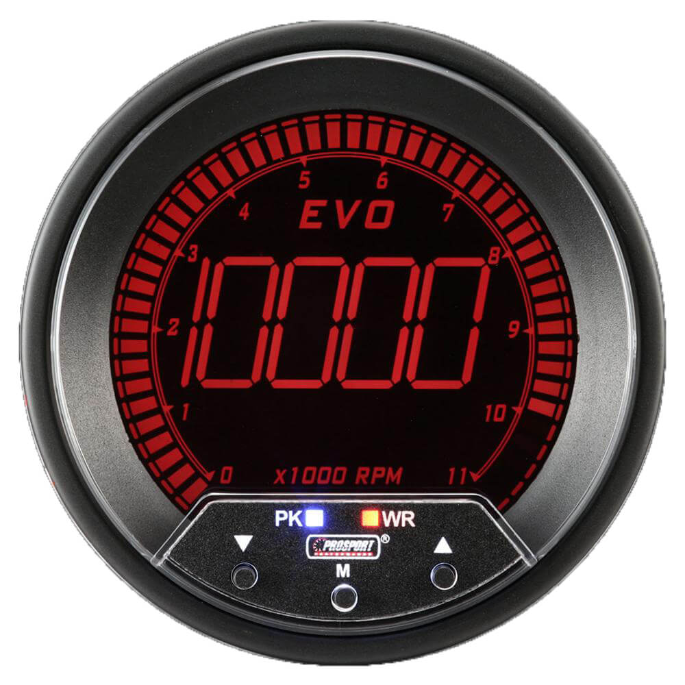 Prosport EVO Series Electric Tachometer Gauge (85mm, 4 Color, Peak/Warn)