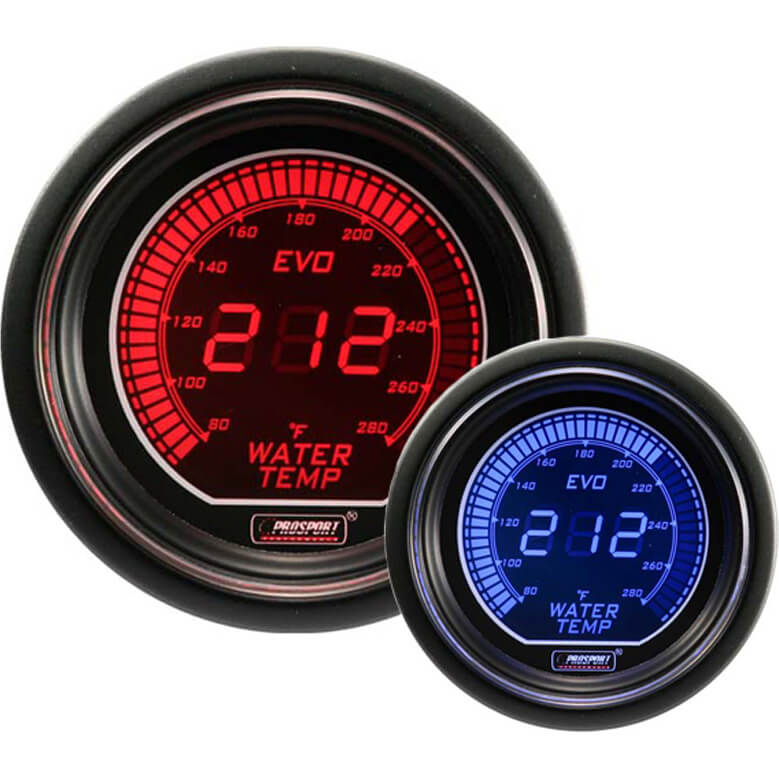 Prosport EVO Series Water Temp Gauge (52mm, Blue & Red)
