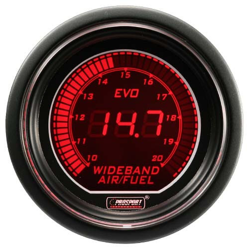 Prosport EVO Series Wideband Air / Fuel Ratio (AFR) Gauge (52mm, Blue & Red) - Angle 3
