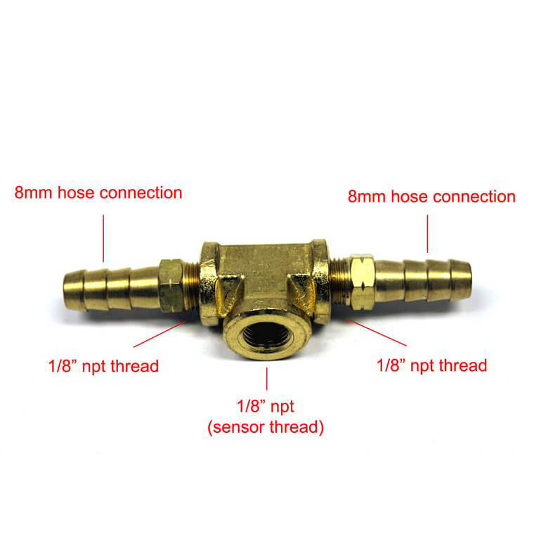 Prosport Fuel Pressure Gauge Sender T-Fitting Adapter - Angle 2