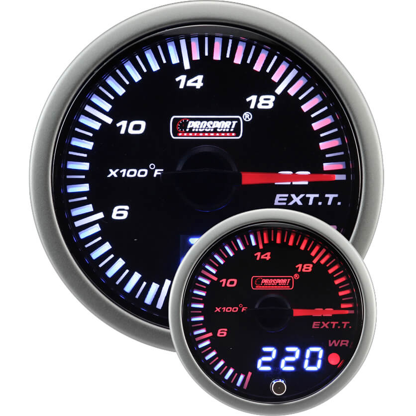 Prosport JDM Series Exhaust Gas Temp EGT Gauge (52mm, Peak/Warn)