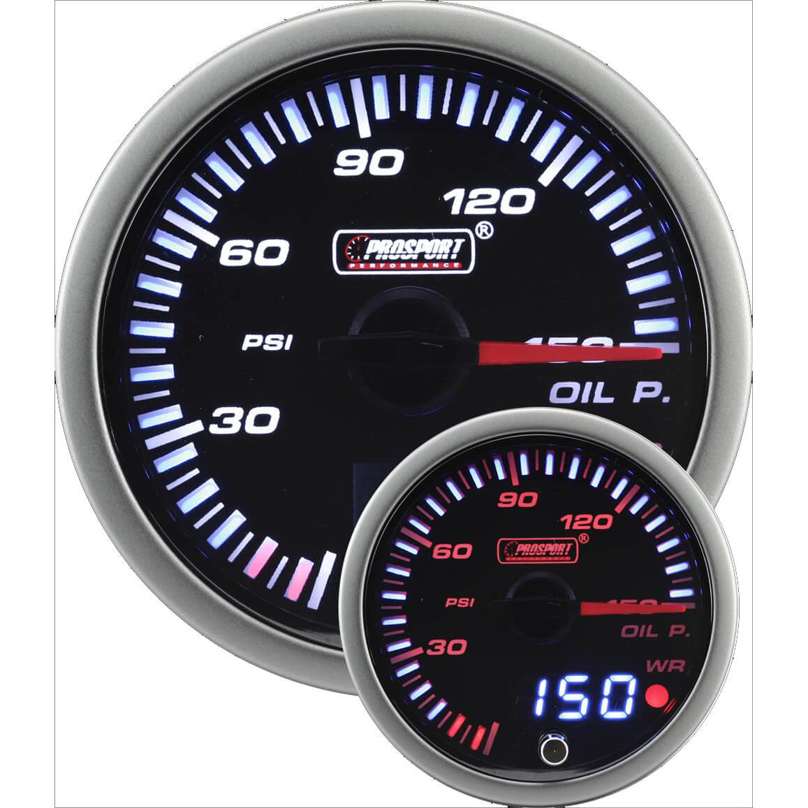 Prosport JDM Series Oil Pressure Gauge (52mm, Peak/Warn)