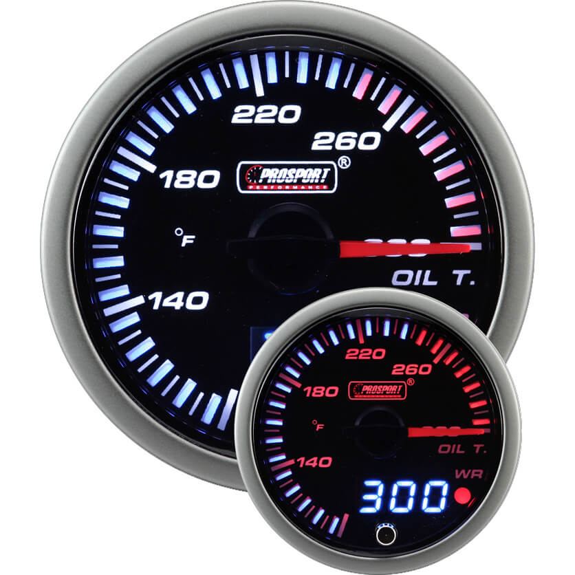 Prosport JDM Series Oil Temperature Gauge (52mm, Peak/Warn)