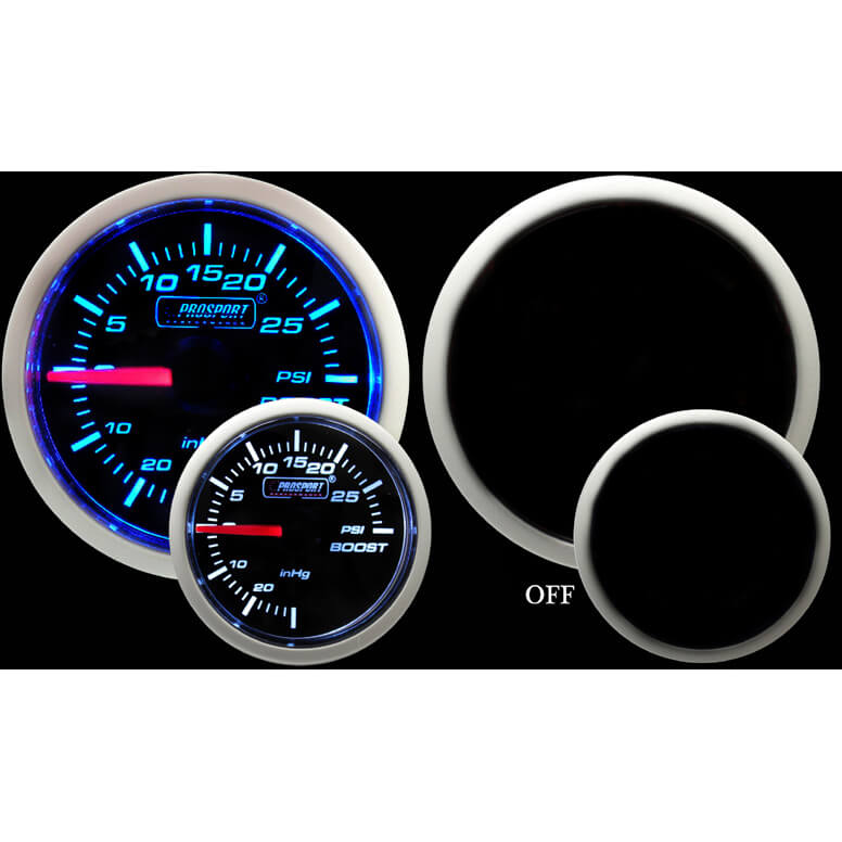 Prosport Performance Series Boost Gauge (52mm, Electrical, Blue/White)
