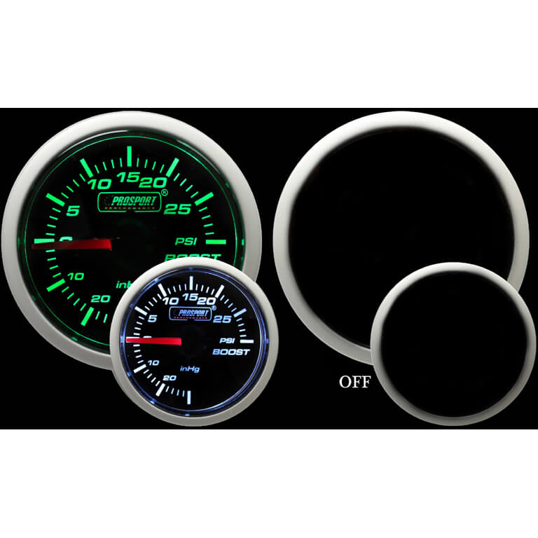 Prosport Performance Series Boost Gauge (52mm, Electrical, Green/White)