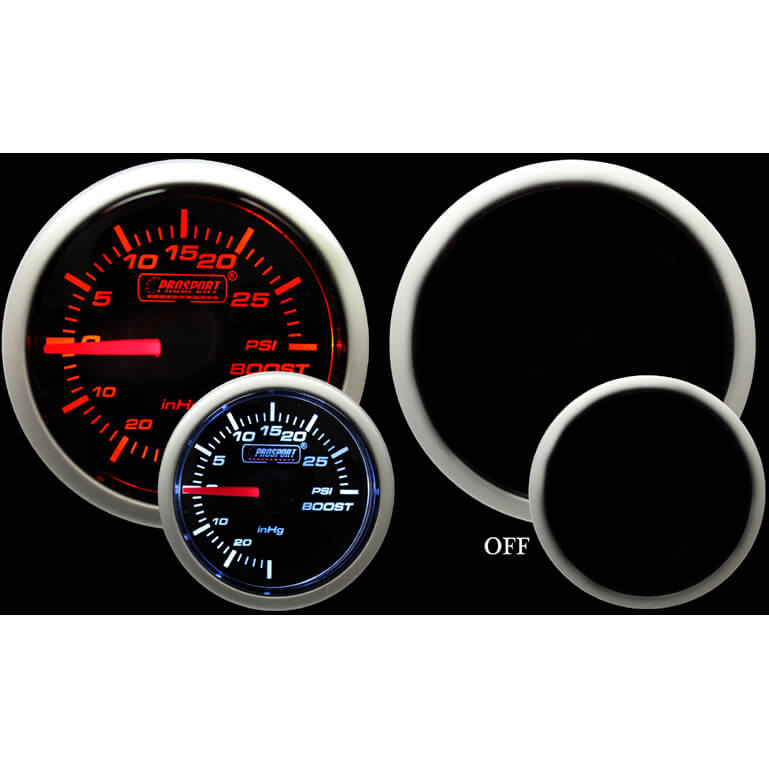 Prosport Performance Series Boost Gauge (52mm, Mechanical, Amber/White)