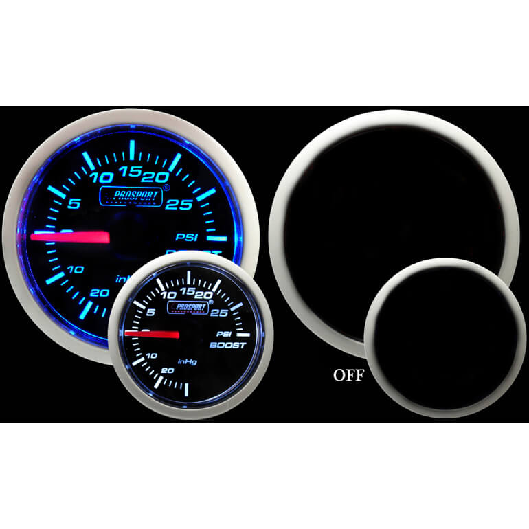 Prosport Performance Series Boost Gauge (52mm, Mechanical, Blue/White)