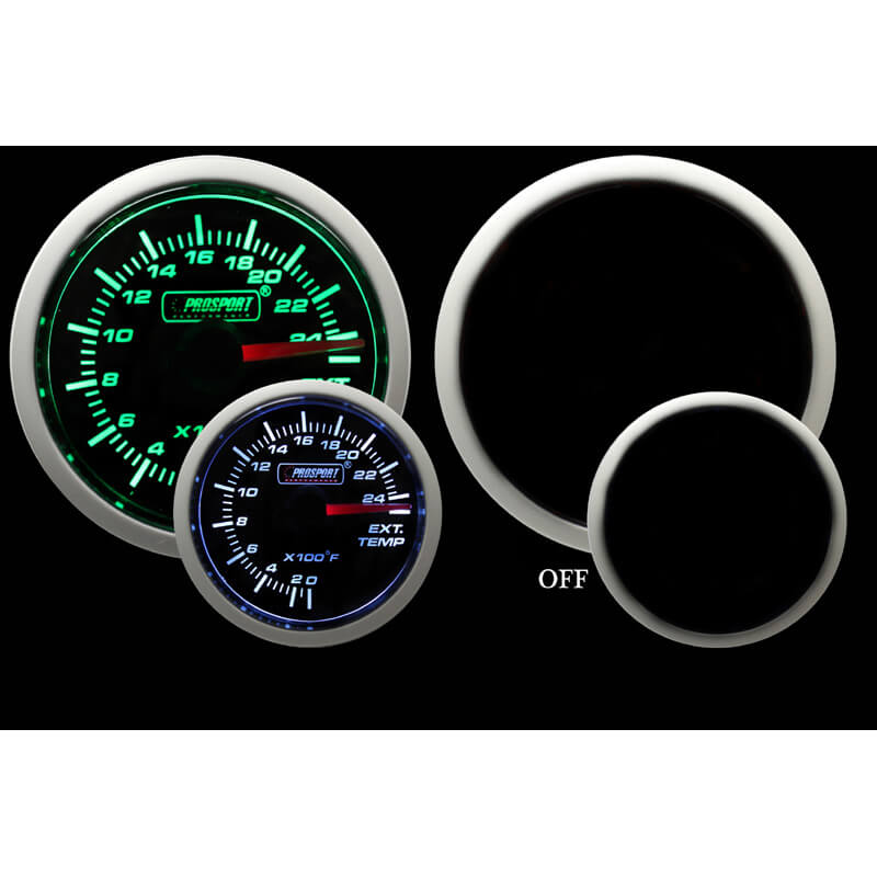 Prosport Performance Series EGT Gauge (52mm, Green/White)