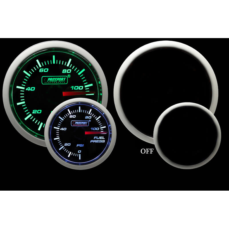 Prosport Performance Series Fuel Pressure Gauge (52mm, Green/White)