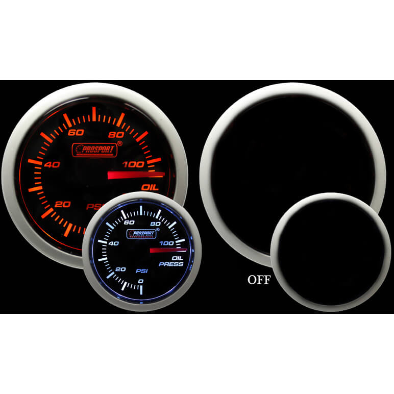 Prosport Performance Series Oil Pressure Gauge (52mm, Amber/White)