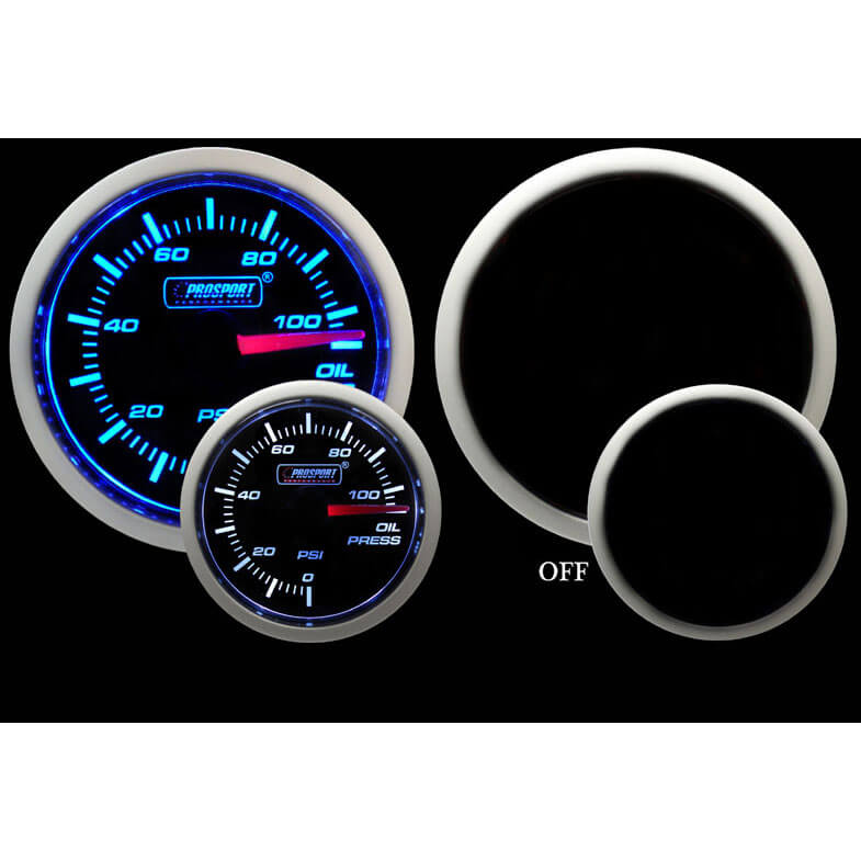 Prosport Performance Series Oil Pressure Gauge (52mm, Blue/White)