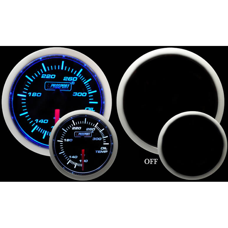 Prosport Performance Series Oil Temp Gauge (52mm, Blue/White)