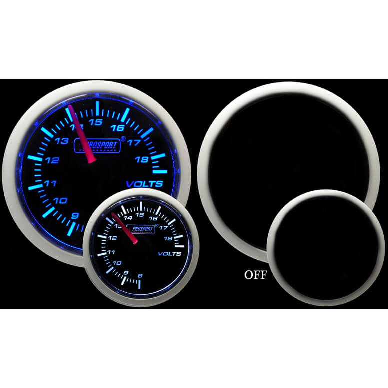Prosport Performance Series Voltmeter Gauge (52mm, Blue/White)
