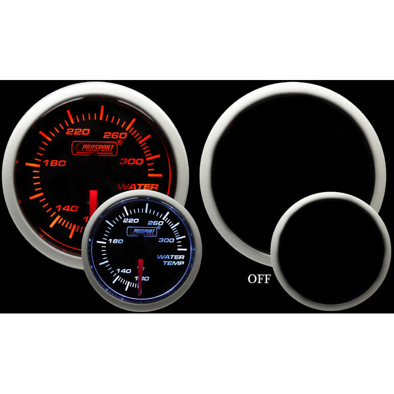 Prosport Performance Series Water Temp Gauge (60mm, Amber/White)