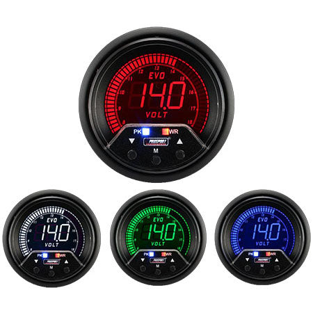 Prosport Premium EVO Volt Gauge (60mm, 4 Color, Peak/Warn)