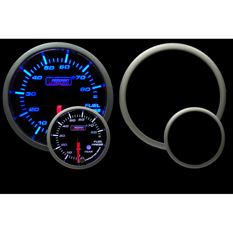 Prosport Premium Fuel Pressure Gauge (52mm, Blue/White, Peak/Warn)