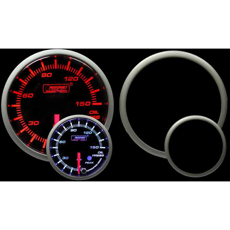 Prosport Premium Oil Pressure Gauge (52mm, Amber/White, Peak/Warn)