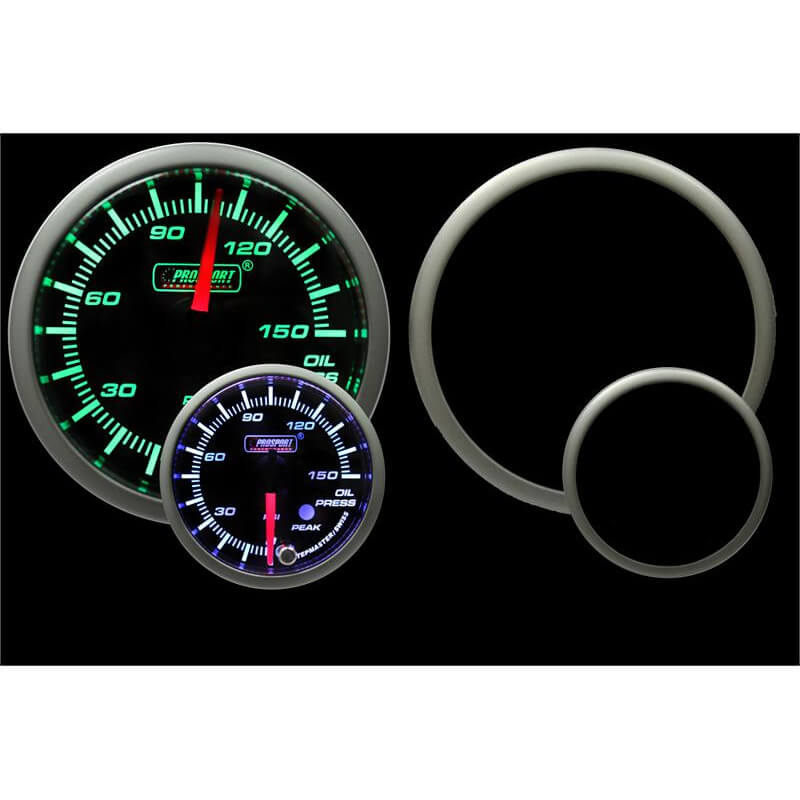 Prosport Premium Oil Pressure Gauge (52mm, Green/White, Peak/Warn)