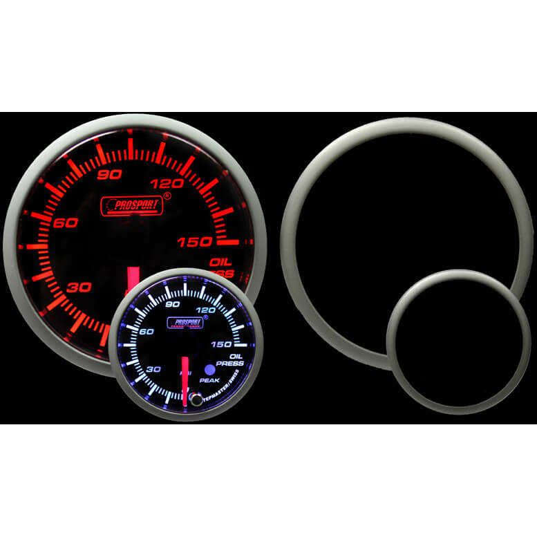 Prosport Premium Oil Pressure Gauge (60mm, Amber/White, Peak/Warn)