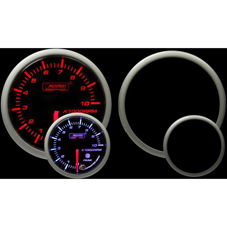 Prosport Premium Tachometer (60mm, Amber/White, Peak/Warn)
