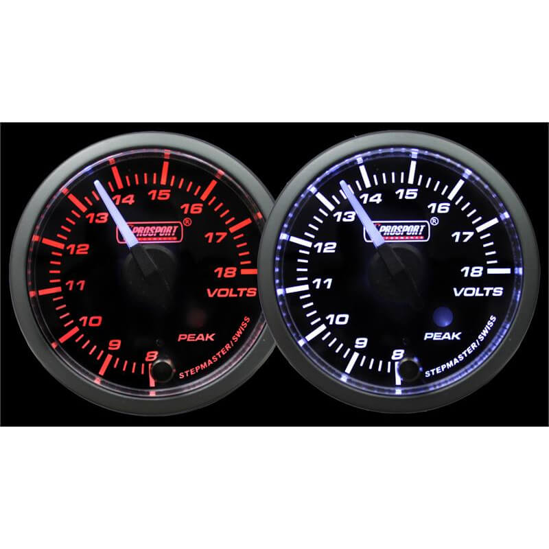 Prosport Premium Voltmeter Gauge (52mm, Amber/White, Peak/Warn)