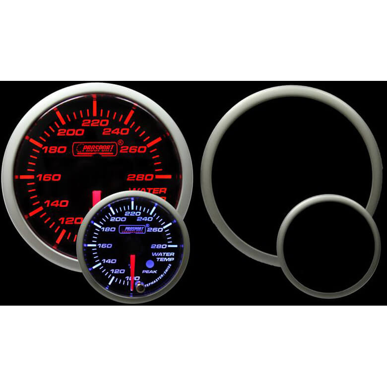 Prosport Premium Water Temp Gauge (52mm, Amber/White, Peak/Warn)