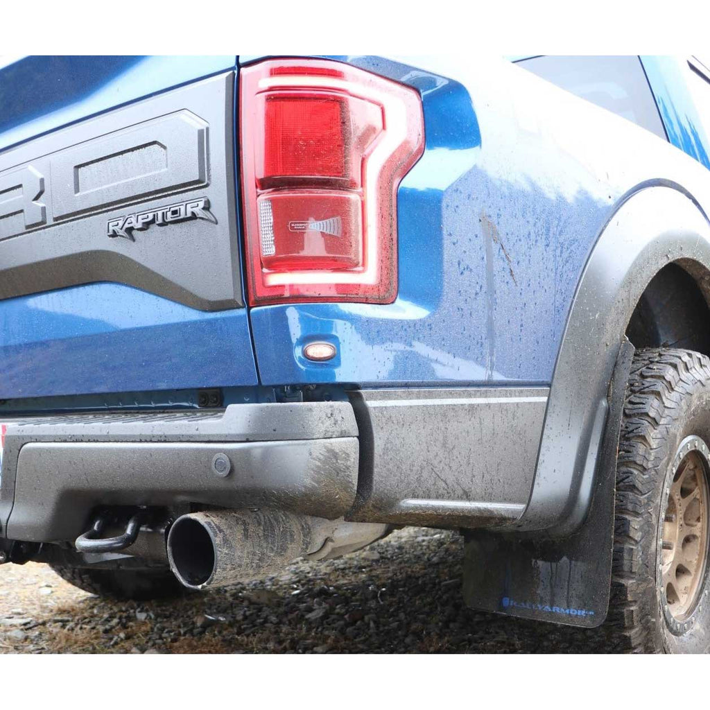 Rally Armor UR Mud Flaps (Black w/ Dark Grey Logo), 2017-2020 F-150 Raptor - Angle 2