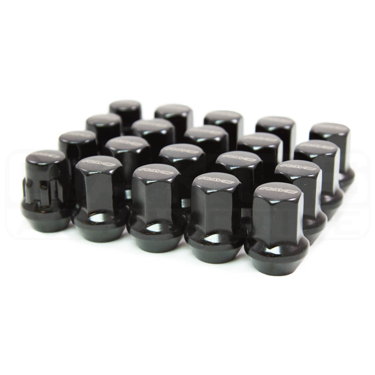 Rays M12x1.50 5 Holes 16pcs Nut, 4pcs Lock Nut, 1 Adapter & 1 Lock Nut Key - Black - Angle 3