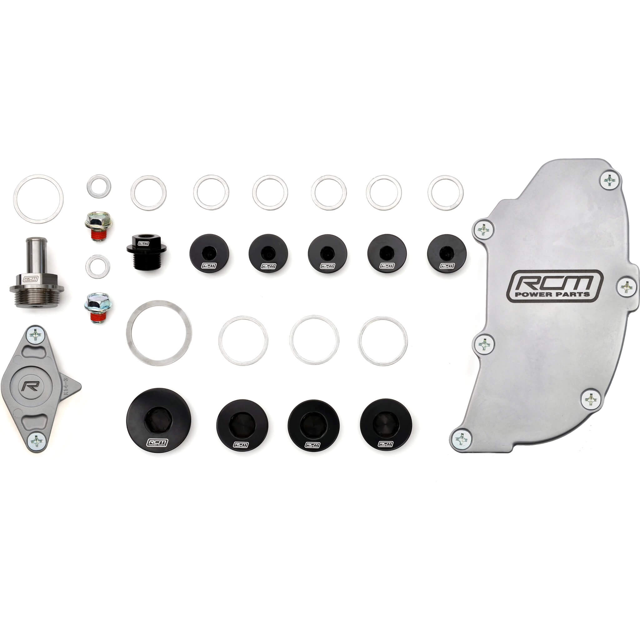 Roger Clark Motorsport 13 Piece Billet Block Blanking Kit (Silver), 2002-2014 WRX & 2004-2021 STi
