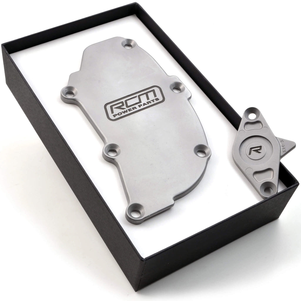 Roger Clark 2Pc Billet Gudgeon Pin & Oil Sep. Cover Kit (Silver), 2002-2014 WRX & 2004-2021 STi - Angle 2