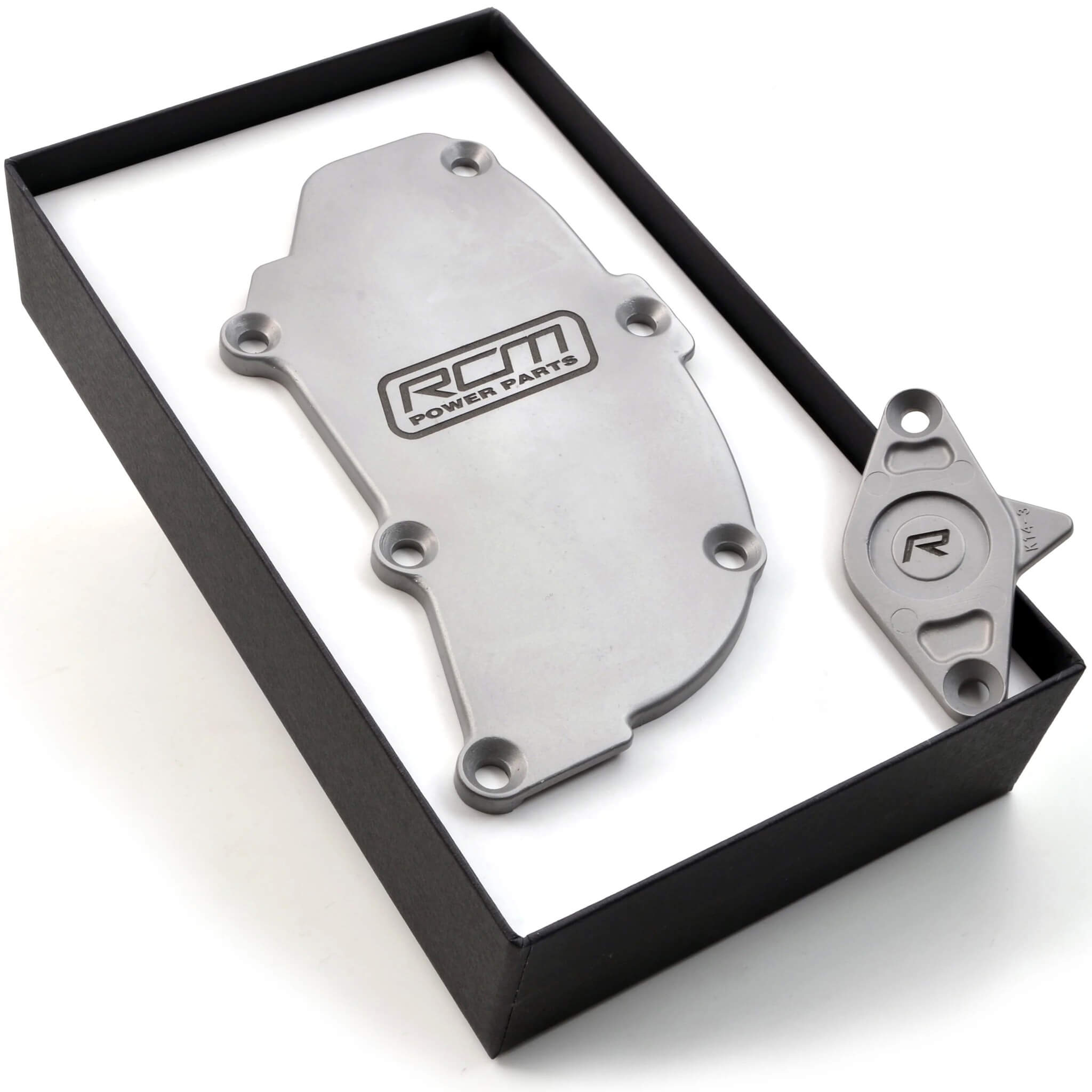 Roger Clark 2Pc Billet Gudgeon Pin & Oil Sep. Cover Kit (Silver), 2002-2014 WRX & 2004-2021 STi - Angle 2