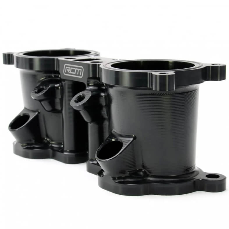 Roger Clark Billet Tumbler Generator Valve (TGV) Housings (Black), 2002-2007 WRX & 2006-2007 Forester XT - Angle 3