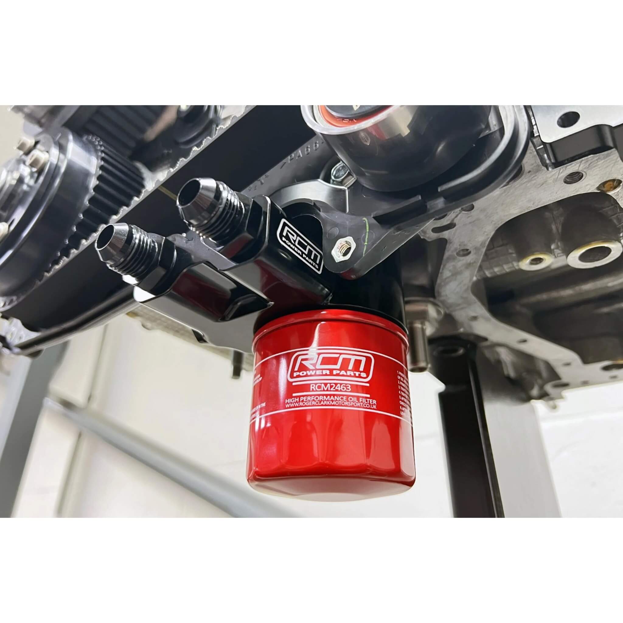 Roger Clark Motorsport Black Series Thermostatic Oil Sandwich Plate, 2002-2014 WRX & 2004-2021 STi - Angle 4