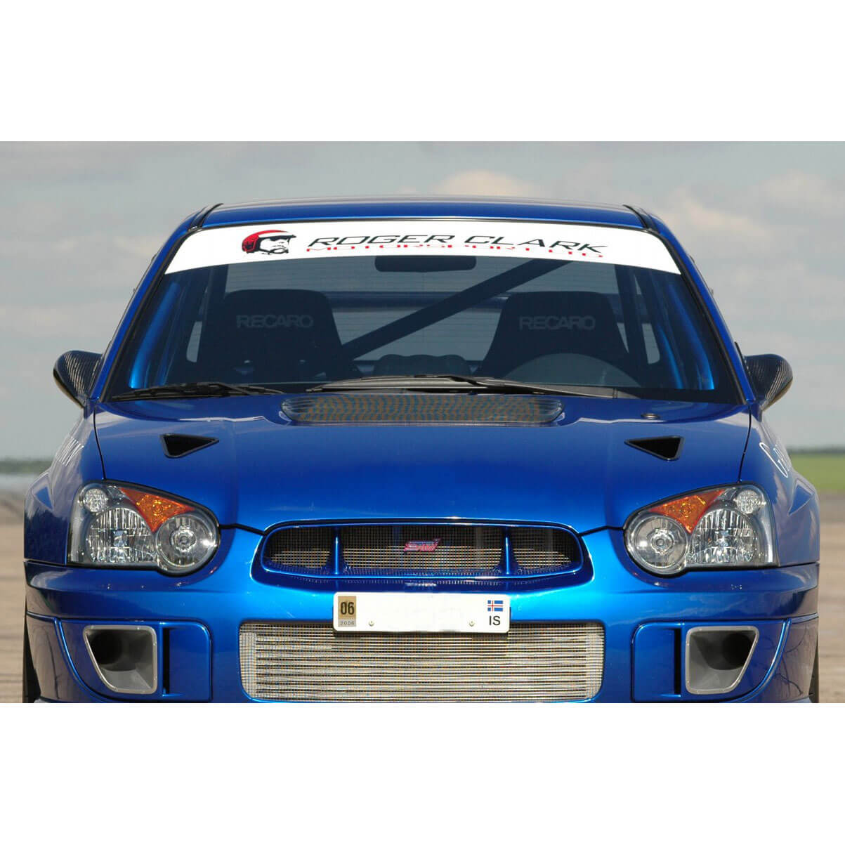 Roger Clark Motorsport Logo Sunstrip Windshield Banner (White), 2002-2007 WRX & 2004-2007 STi