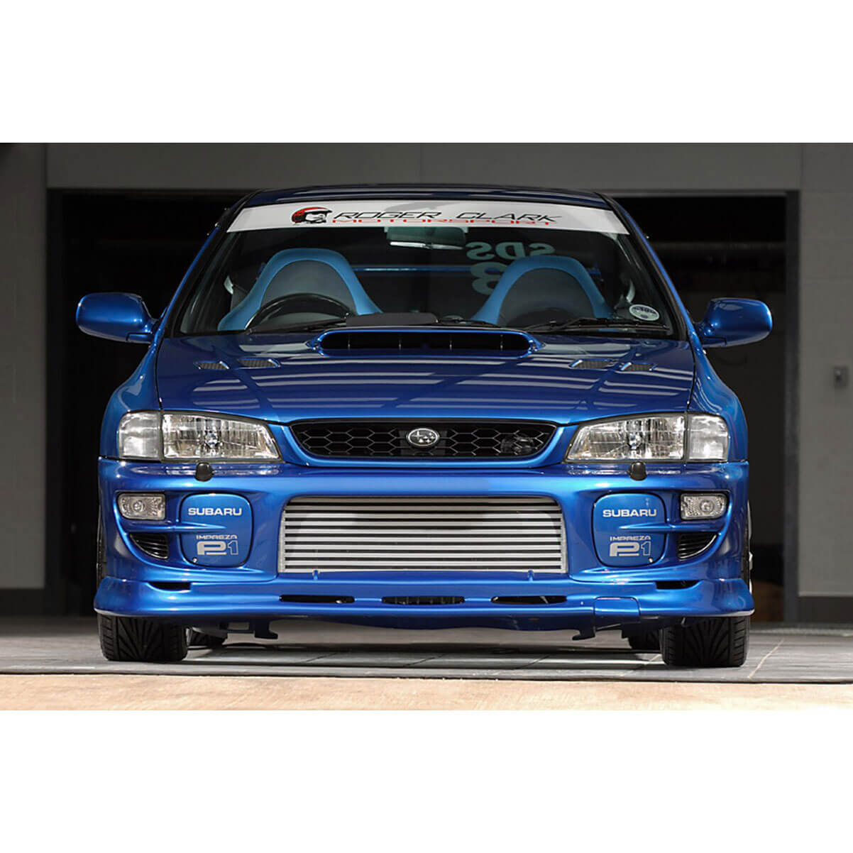 Roger Clark Motorsport Logo Sunstrip Windshield Banner (White), 1993-2001 Impreza - Angle 2