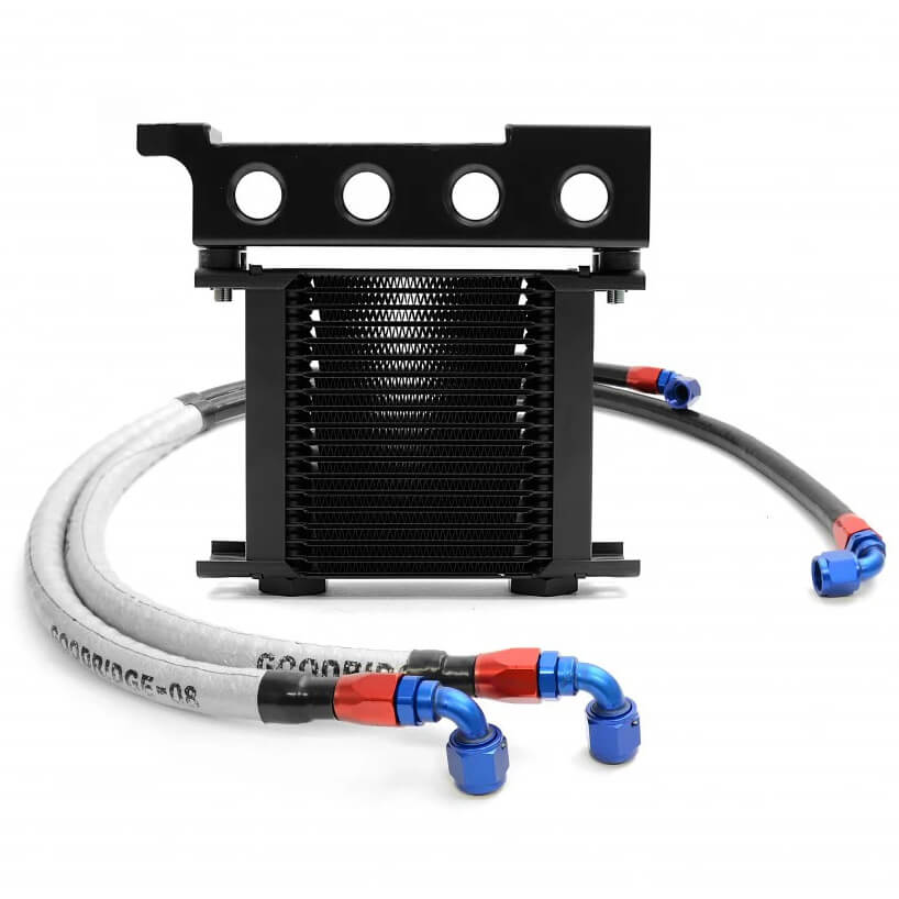 Roger Clark Motorsport Oil Cooler Kit w/ Black Bracket (19 Row), 2008-2014 WRX & STi - Angle 3