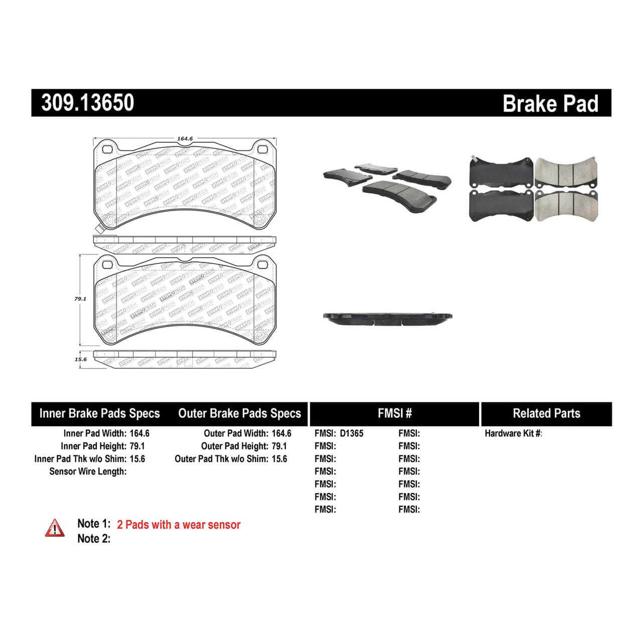 StopTech Front 'Sport' Brake Pads, 2018-2021 STi