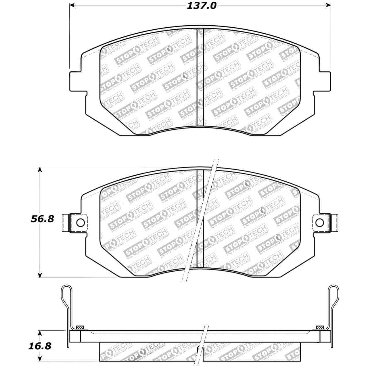 StopTech Front 'Street' Brake Pads, 2003-2005 WRX & 2008-2010 WRX & 2013+ BRZ/86